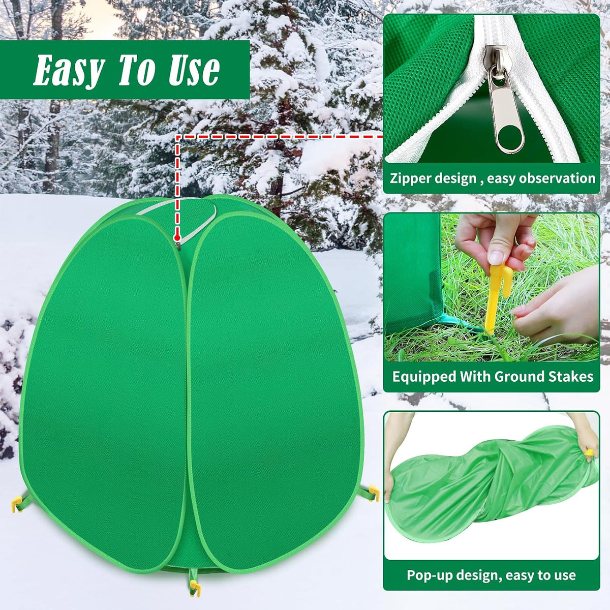 pop up winter plant covers, 22x22x23" freeze protection, close-up detail