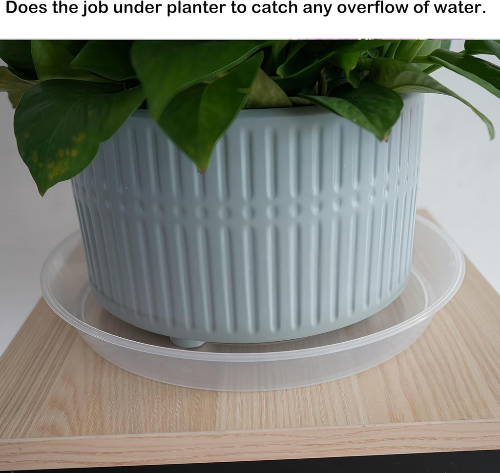 LWALRS 20 Pack Plant Saucer Tray (6 8 10 12 inch), Plant Saucers for Indoors Outdoor, Plastic Heavy Duty Drainage Drip Water Trays for Planter Pots Flower, Clear Pot Saucers Trays for Plants