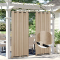 Easy-Going Linen Look Outdoor Curtains Waterproof Windproof Porch Curtains, Soft Thicken Outdoor Privacy Curtains for Patio, Gazebo, Grommet Top and Tab Bottom Drape, 1 Panel, 54x96 inch, Beige