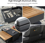 homary 6-Piece Modular Outdoor Sofa Set, Aluminum & Teak Patio Conversation Set with Waterproof Covers, Adjustable Backrests, Fade-Resistant Cushions for Patio or Balcony