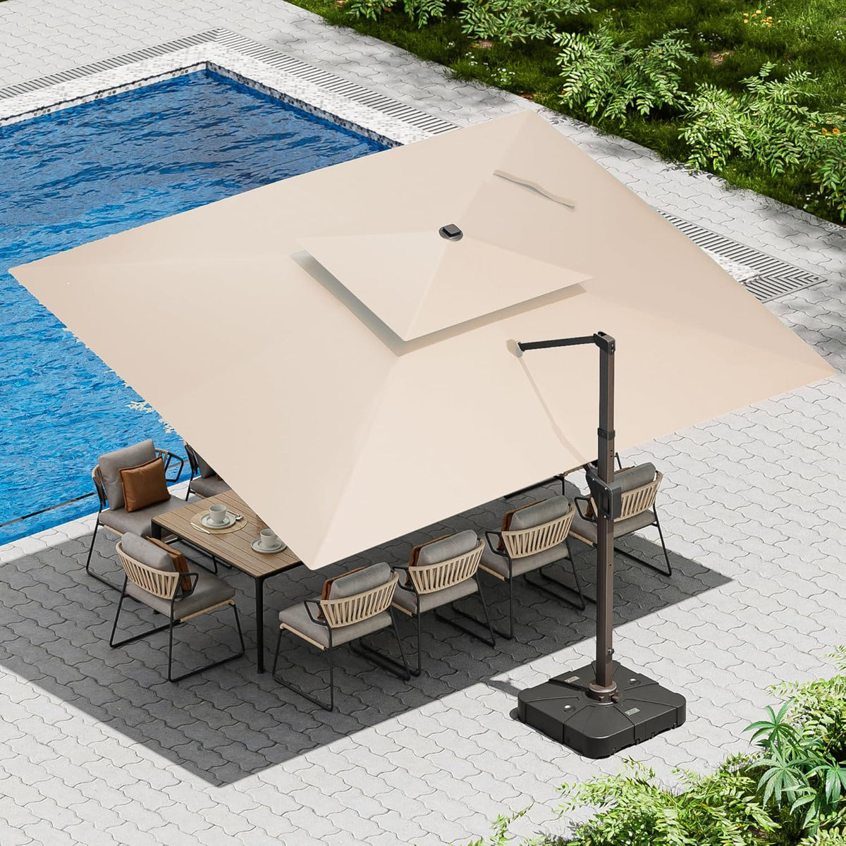13 ft cantilever patio umbrella outdoor with lights, main product view