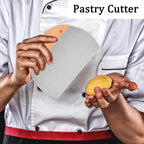 Stainless Steel Grill Scraper with Wood Handle, Dough Scraper, Cake & Pizza Cutter, Multi-Purpose Scraper Tool for Kitchen