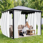 Outdoor Curtains for Patio Waterproof 6 Panels - Windproof, Privacy, Weatherproof Outside Drapes for Gazebo Pergola Porch, Grommet Top and Tab Bottom, 54x108 Inch, White