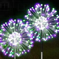 JJGoo Solar Firework Lights, 2 Pack 150 LEDs 2 Lighting Modes Solar Lights Outdoor Waterproof for Garden Patio Walkway Pathway Party Wedding Christmas Decorative - Green and Purple