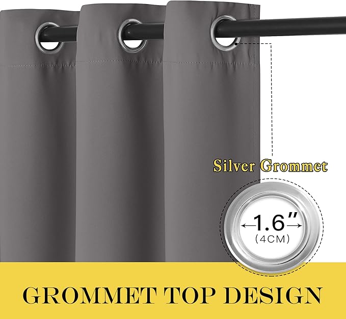 NICETOWN Blackout Doorway Curtain 80 inch Length - Grommet Room Darkening Thermal Insulated Soundproof Window Treatments for Bedroom/Closet (1 Panel, 46 x 80 Inch, Grey)