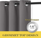 NICETOWN Grey Blackout Doorway Curtain 80 inch Length, Grommet Room Darkening Thermal Insulated Soundproof Window Treatments for Bedroom/Closet, W52 x L80, 1 Panel