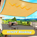 HappyTrends Sun Shade Sail,Heavy Duty UV Protection Beach Shade Canopy Wind sail,Tear and Rust Resistant Patio sail Shade for Yard Deck Lawn Garden Rectangle Sunshade(12'x 16',Sand)