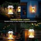 Solar Lantern Outdoor & Indoor Use – Hanging Solar Lights with Realistic Flickering Flameless Candle, Weatherproof for Gardens, Patios, Trees, and Lawns (White, 2 Pack)