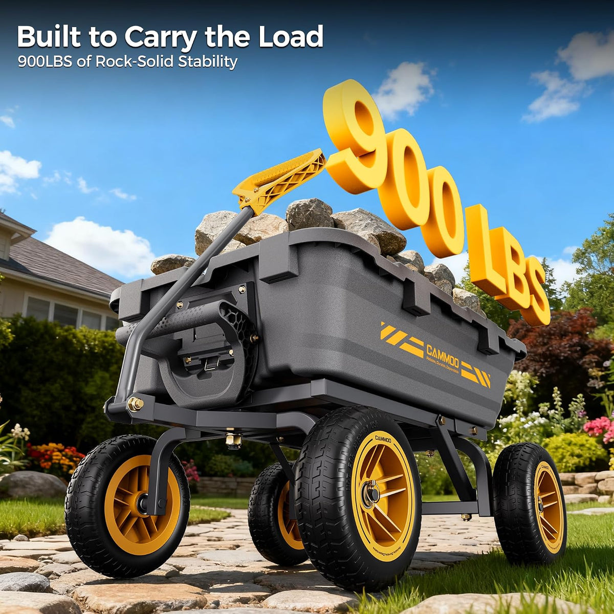 cammoo 10-in no-flat tires 900lb garden dump cart, package contents