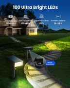 Koicaxy Solar Lights Outdoor Waterproof 12 Pack IP65, 100 LEDs 4 Light Modes, Higher Charging Efficiency, Auto On/Off Solar Landscape Spotlights for Garden Decor Yard Pathway Patio - Warm White