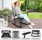 VINGLI Wooden Rocking Chair, Outdoor Chair with 450 lbs Support, Relaxing Rocker with Solid Wood High Back Seat Reclining Seat for Deck, Garden, Backyard, Porch, Indoor or Outdoor Use (Black, 1PC)