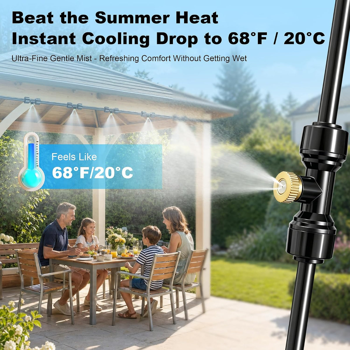 thiswing 100 ft dual-line misting cooling system with, close-up detail