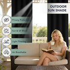 Black Outdoor Curtains for Patio Waterproof - 6 Panels Privacy Weatherproof Outside Curtains with Grommets for Pergola, Gazebo, Porch, Cabana, Balcony, 54 x 95 Inch