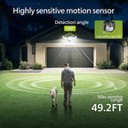 Philips Solar Security Light Outdoor 302 LED 1200lm，Solar-Powered Waterproof Wall-Mounted Flood Light w/PIR Motion Sensor, 3 Heads, IP65 Waterproof, 3 Modes (2 Packs)