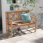 Giantex Patio Garden Bench Loveseat - 2-Person Acacia Wood Bench with Armrest, Backrest, Sturdy Frame, 800lbs Capacity, Outside Park Bench for Patio, Yard, Front Porch, Outdoor Garden Bench, Natural