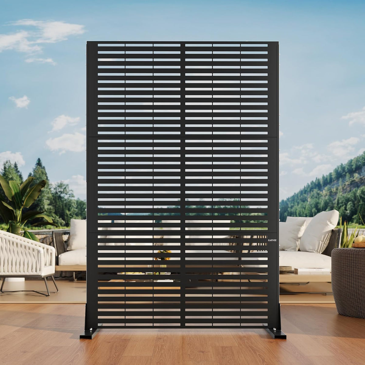 garvee 6x4ft outdoor metal privacy screen louvered decorative, main product view