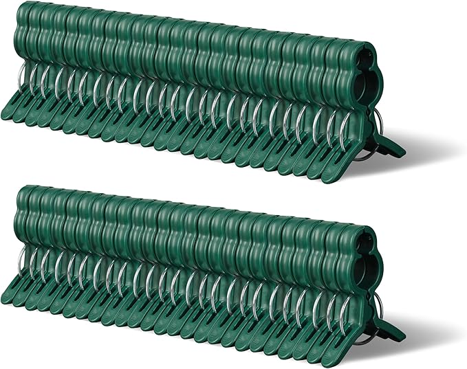 Garden Plant Clips 50 Pack Big Size Dark Green, Reusable Garden Plant Supports Clips for Supporting Stems of Flower Vine Vegetables Tomatoes Climbing