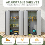 Aoxun 2.5’x1.5’ Outdoor Storage Cabinet, Outdoor Metal Storage Shed with 2 Adjustable Shelves & Lockable Doors, Vertical Tool Shed for Patio Garden, Garage, Porch, Black