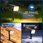 LANSOW Solar Spot Lights Outdoor Waterproof IP67, (2 Pack/90 LED/4 Modes) Solar Landscape Spotlights, 2-in-1 Solar Powered Flood Lights for Yard Garden Pathway Outside Tree, Auto ON/Off(Warm White)
