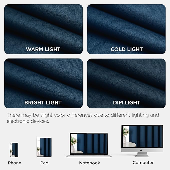 Joydeco Blackout Patio Sliding Door Curtains 90 Inches Long, Grommet Privacy Room Divider Curtains, Extra Wide Thermal Blackout Drapes for Bedroom Living Room (Navy Blue, 60Wx90L, 1 Panel)