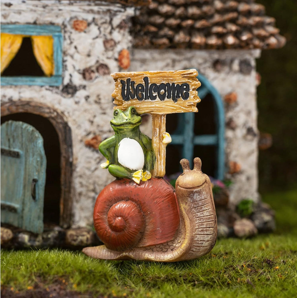 Fairy Garden House Kit & Sign | Hand-painted resin pinecone roof design; 2 fairies included; door opens; 6 inches high; outdoor indoor miniature decor
