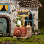 Fairy Garden House Kit & Sign | Hand-painted resin pinecone roof design; 2 fairies included; door opens; 6 inches high; outdoor indoor miniature decor