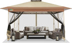 COBIZI 10x15 FT Pop up Gazebo on Clearance - Outdoor pop up Canopy Tent,carpas para Patio, Shelter - Screen Tents with Portable Carry Bag, Patio Gazebos for Camping,Garden,Deck,Backyard,Khaki