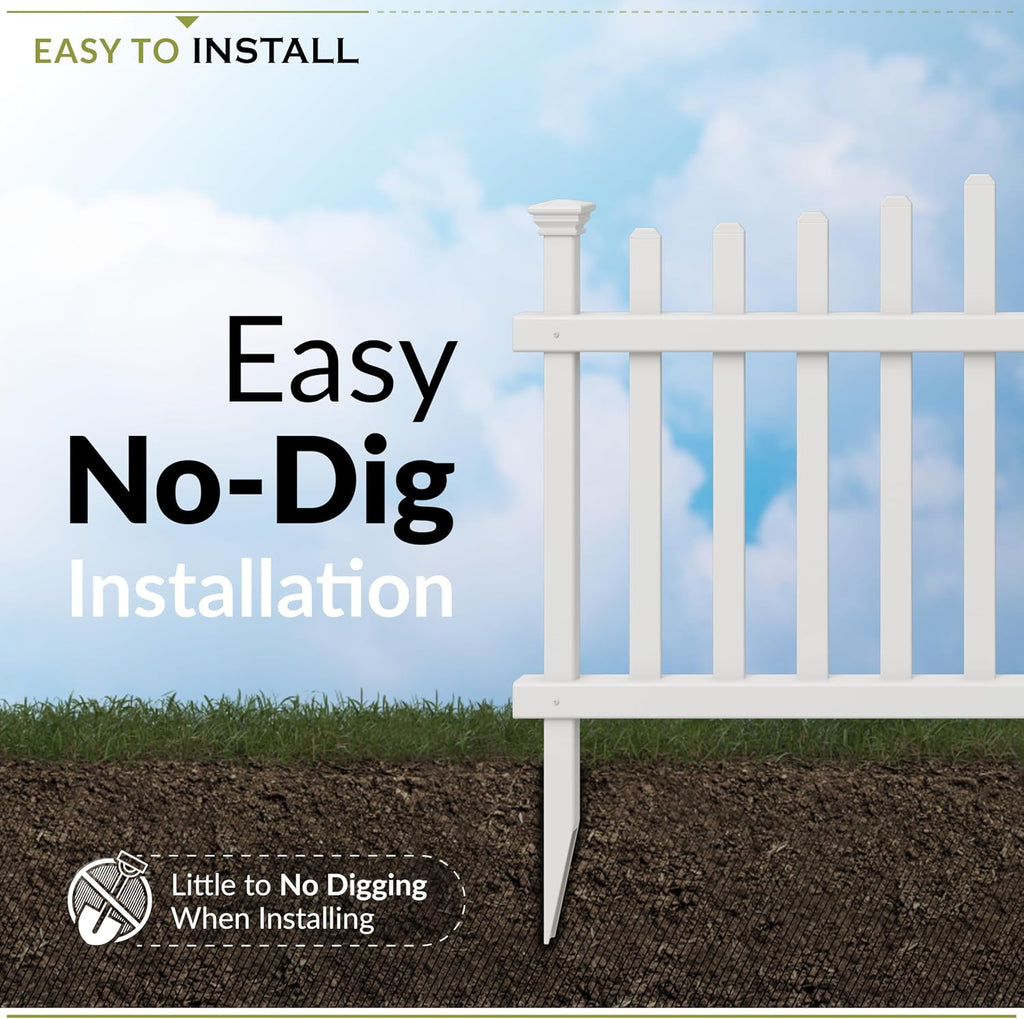 zippity ashley corner picket fence, white vinyl diy shown in use