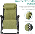 Best Choice Products Oversized Zero Gravity Chair, Folding Outdoor Patio Recliner, XL Anti Gravity Lounger w/Removable Cushion, Cup Holder, Side Tray, 350lb Capacity - Lime Green