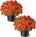 2 set fall artificial dahlia topiary ball trees, main product view