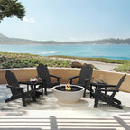 LUE BONA Folding Adirondack Chairs Set of 4, HDPS Fire Pit Chairs, Black | All-weather-resistant, ergonomic curved design, all-day comfortable sitting, HDPS Distinct texture & vibrant rich colors