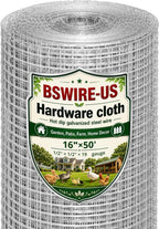 Hardware Cloth 1/2In 16inx50ft 19 GA Chicken Wire Fencing Roll | Double-Layer Hot-dip galvanized, welded wire mesh. For poultry netting, garden fencing, tree guards, animal enclosures.