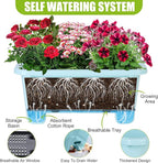 Self-Watering Rectangle Planter Boxes 8-Pack, 15.7-Inch Window Box Planter with Drainage Holes & Trays, Pots for Vegetables, Herbs, Flowers, Garden Windowsill Balcony (Sky Blue)