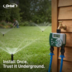 Orbit 2-Zone All-in-One Automatic Watering System - Automatic Sprinkler System for Yard Irrigation Setup - DIY Lawn Kit - Double Outlet Hose Timer - Easy Push-Fit Technology - Large Coverage - 50021
