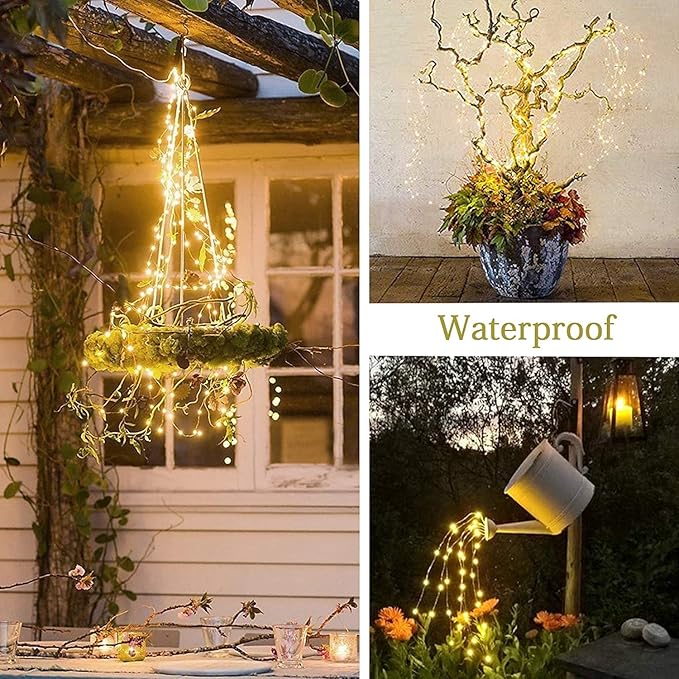 ZNYCYE Solar Waterfall Fairy Bunch Lights Outdoor Waterproof 200LEDs, 8 Modes Fairy Light, Solar String Lights for Outside, Firefly Vine Patio Garden Wedding Decorations Gardening Gifts for Mom