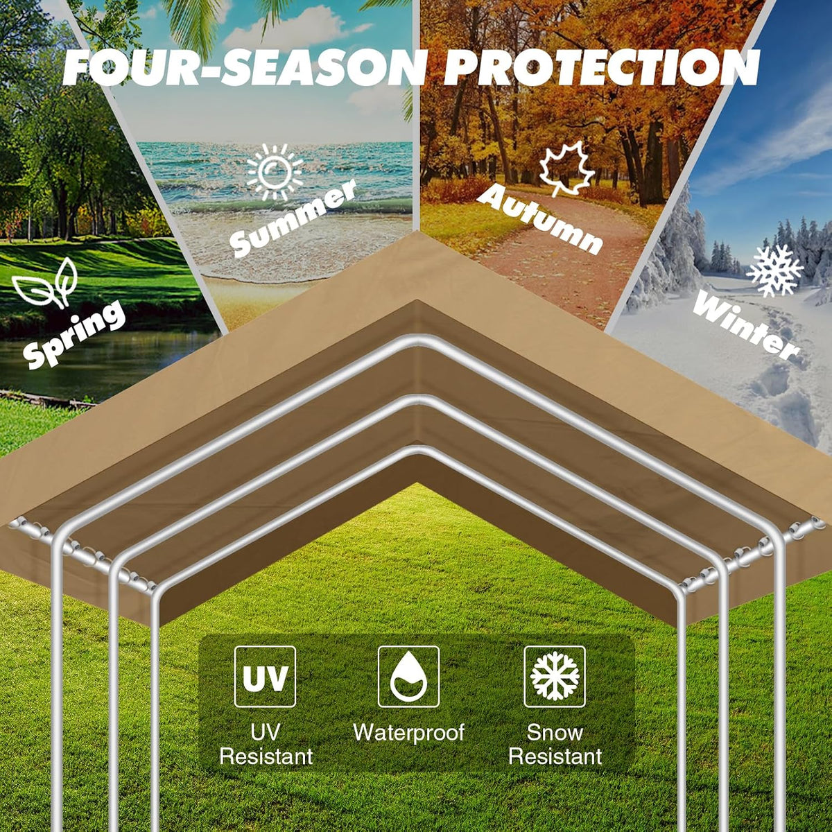 10x20ft carport canopy replacement cover heavy duty waterproof showing dimensions
