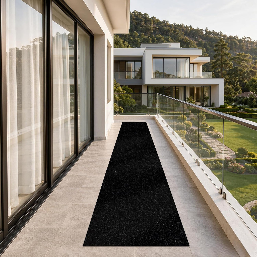 Runner Rug 2' x 8' Outdoor/Indoor, Rug with Natural Rubber Backing Non Slip for Hallway, Kitchen, Patio, Laundry, RV, Entryway, Garage, Bathroom, Area Rug Carpet, Black, Custom Size | Floor Mat with Rubber Backing for Kitchen, Laundry Room, Bathroom