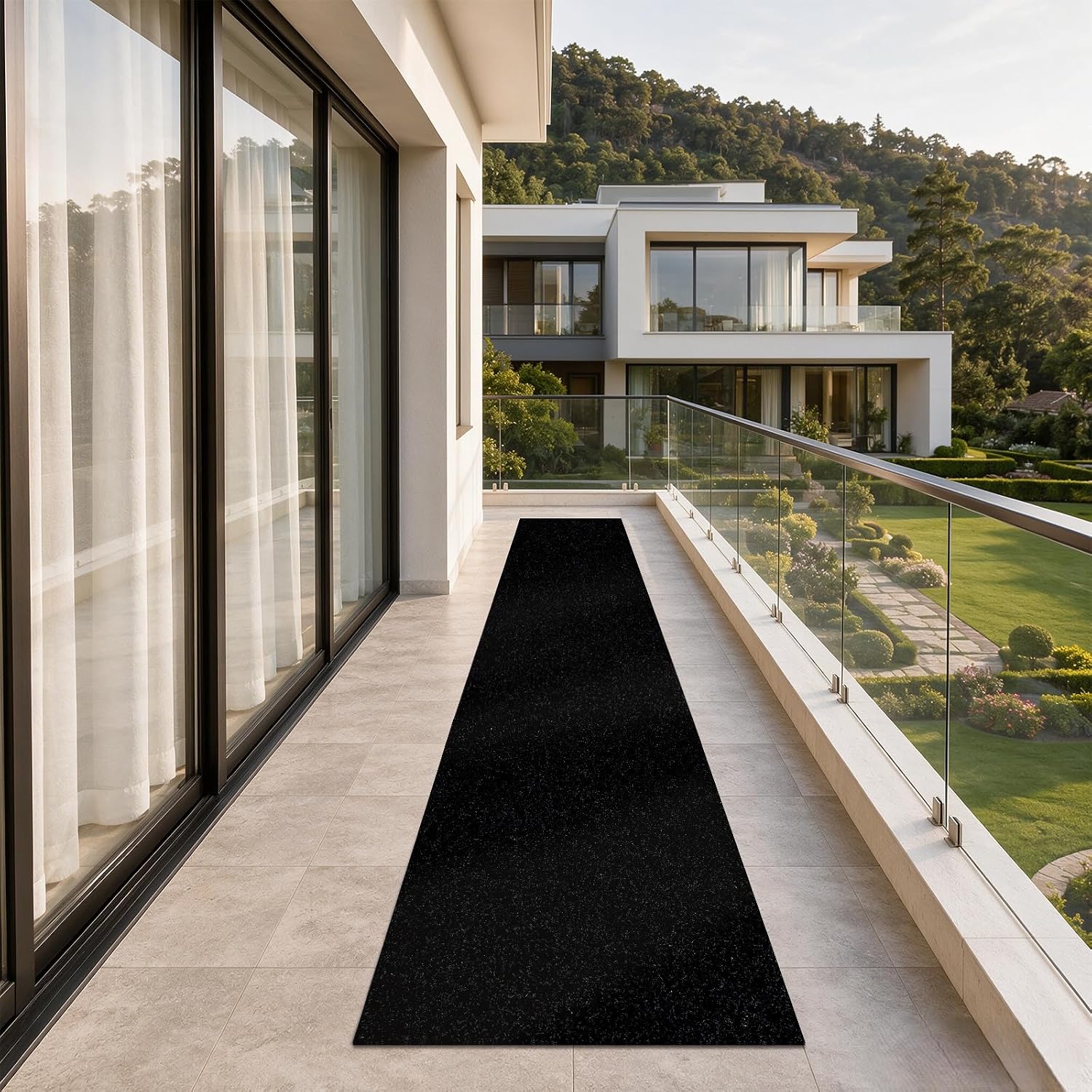 Runner Rug 2' x 8' Outdoor/Indoor, Rug with Natural Rubber Backing Non Slip for Hallway, Kitchen, Patio, Laundry, RV, Entryway, Garage, Bathroom, Area Rug Carpet, Black, Custom Size | Floor Mat with Rubber Backing for Kitchen, Laundry Room, Bathroom
