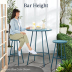 Best Choice Products 3-Piece Patio Dining Set, Bar Height, Outdoor Bistro Set, Outdoor Round Bar Table w/ 2 Bar Stools, Steel - Taupe