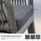 PURPLE LEAF Outdoor 24" Counter Height Bar Stools Chair Set of 2, All Weather Rattan and Aluminum Patio Bar Stool with Cushion for Indoor and Outdoor, Kitchen Island, Smoke Grey