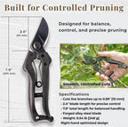 Wablade Japanese Pruning Shears, Bypass Garden Pruner 7.9", Made in Japan | Garden shears cut live branches up to 0.59", forged alloy steel blade for clean, controlled pruning (Cusion-Spring Model)