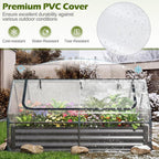 giantex 3-in-1 metal raised garden bed with greenhouse shown in use