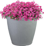 Sunnydaze 24-Inch Anjelica Large Plastic Pot for Plants - Outdoor Double-Walled Large Plastic Planter with Drillable Drainage Holes - Light Gray