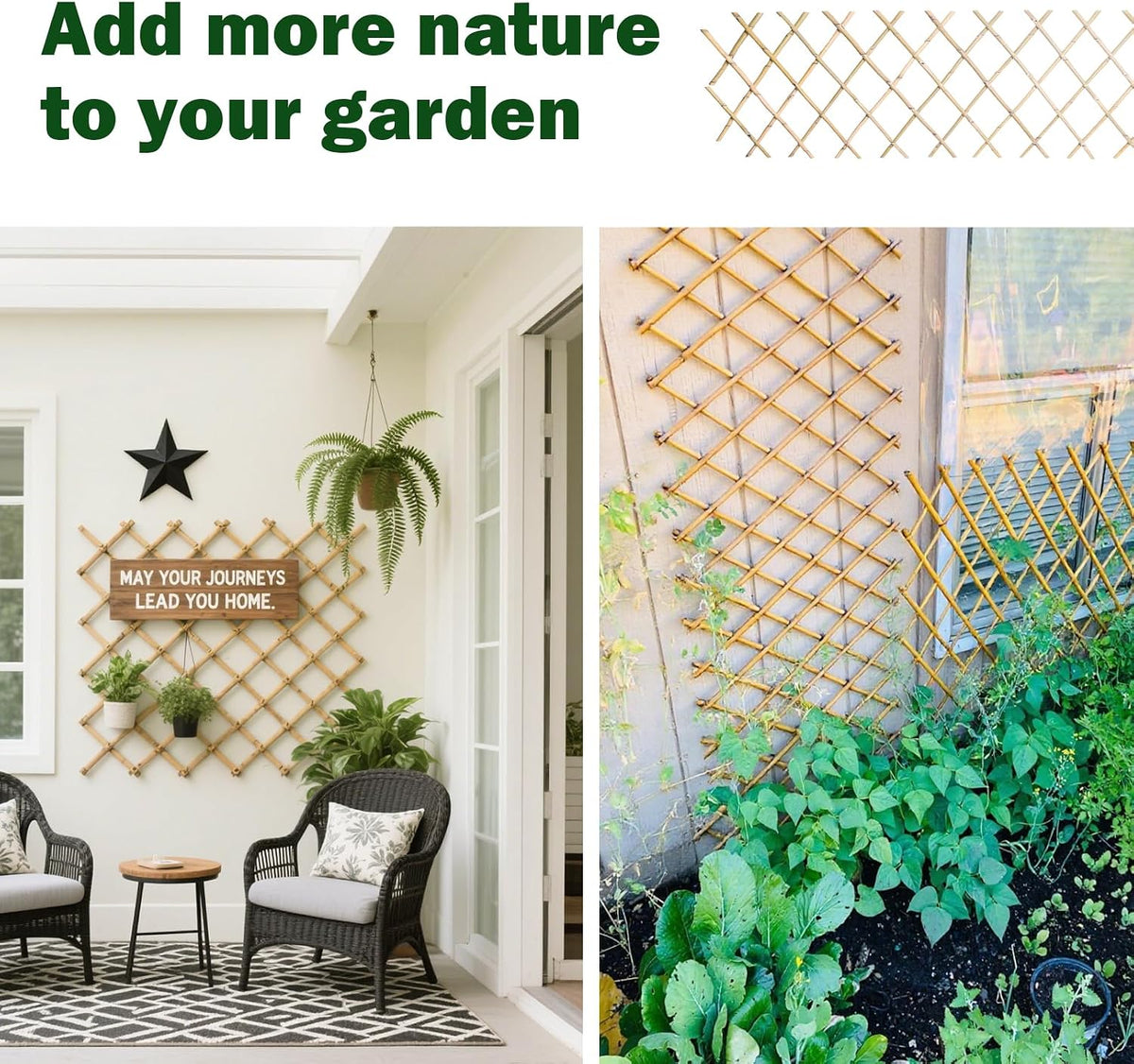 jollybower 48x72 inch expandable bamboo trellis, garden lattice, side view