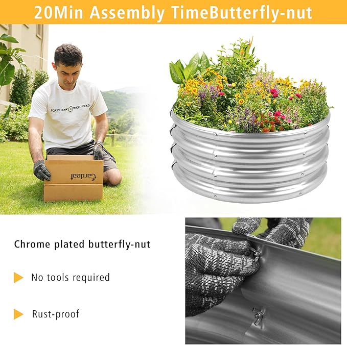 Garden Galvanized Raised Garden Bed Kit - Metal Planter Box for Vegetables/Herbs/Flowers, Heavy-Duty Steel Outdoor Garden Box with Reinforced Edges (2x2x1 FT)