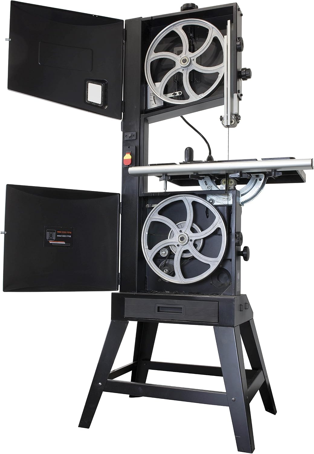 wen (ba1487) band saw with stand,two-speed,black,14-inch shown in use