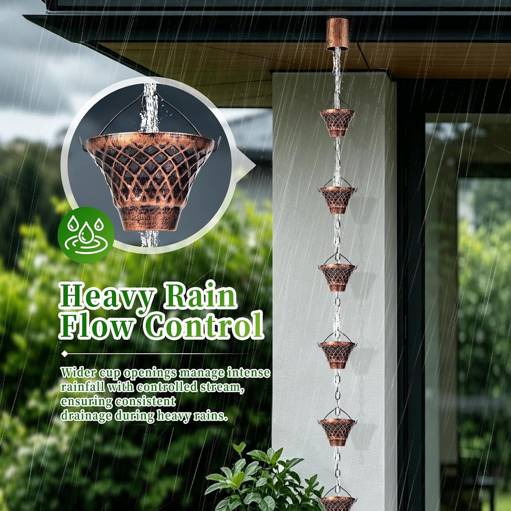 rain chains for gutters outside copper with adapter, package contents