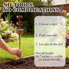 Rain Catcher - Plant Support Metal Garden Ornament, Rust Patina Metal Rain Catcher Garden Stake with Water Bowl, Gardens Rains Catchers Bird Bath with 3-Tiered Water Bowls, Yard Decor (2 PCS)