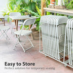 4 PACK White Foldable Plastic Chair | Folding & Stackable | 350 lbs Capacity Steel Frame Seats for Indoor Outdoor | Commercial Use Events Wedding Party Events Bulk Picnic Kitchen Dining