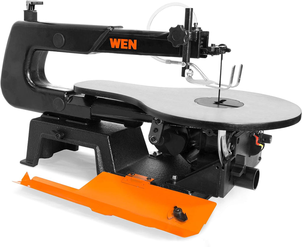 wen 3922 16-inch variable speed scroll saw with shown in use